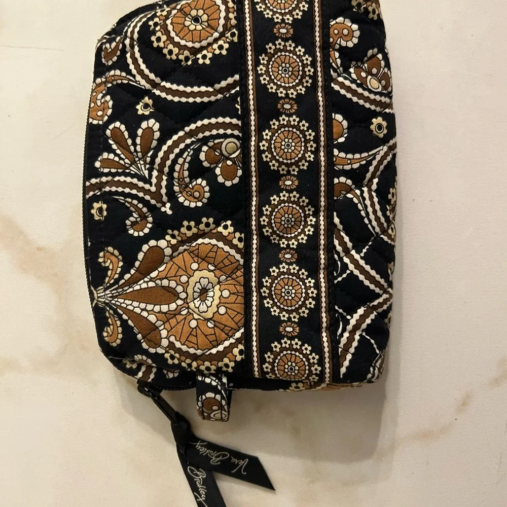 Vera Bradley Black and Tan Paisley Cosmetic Bag